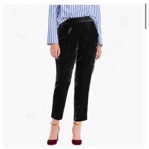 J. Crew Easy Pull On Pants Cropped Black Crushed Velvet NWT 16